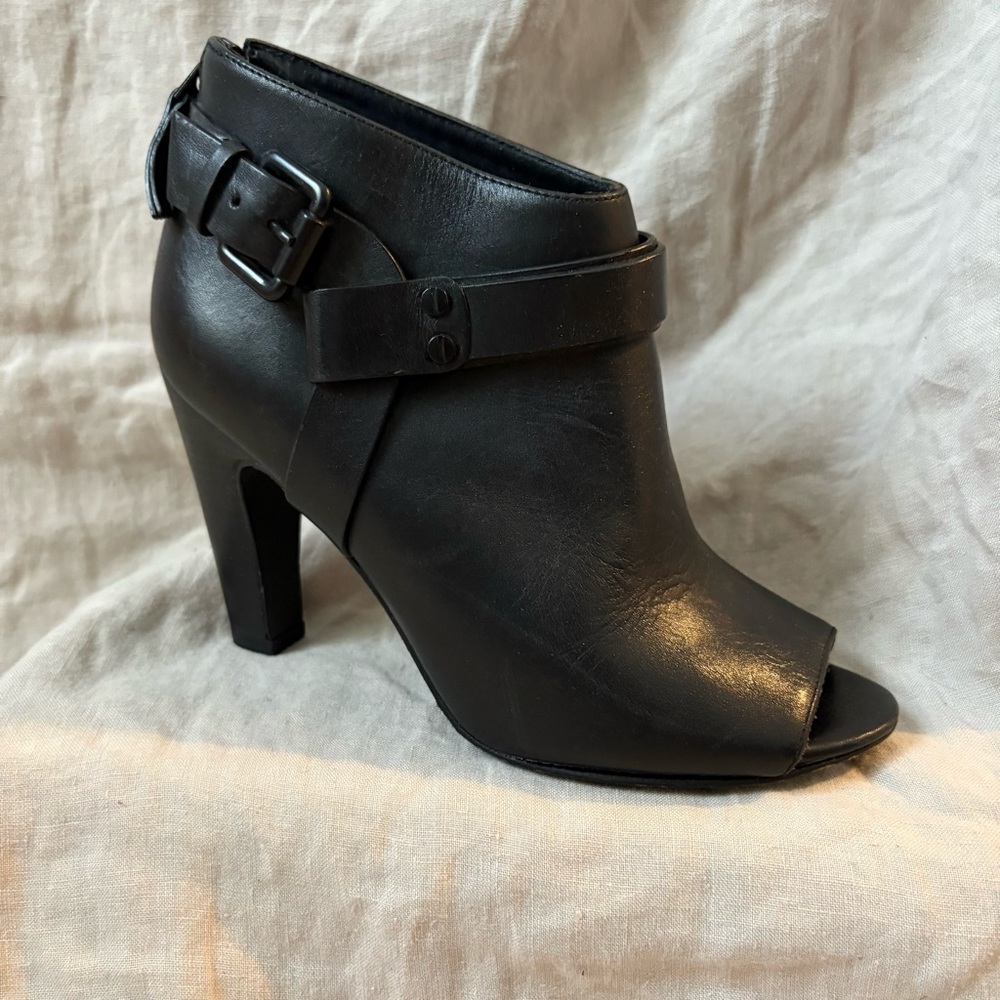 Black Peep-Toe Ankle Boots 6